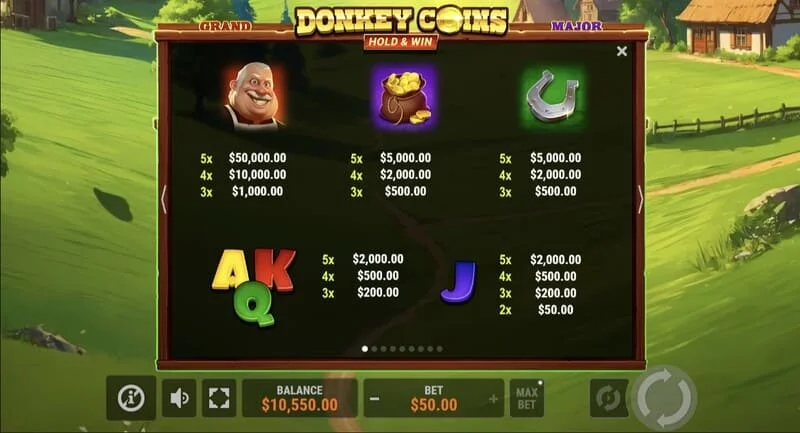 Donkey Coins Hold & Win - หน้าจอแสดงเหรียญ Coin ที่ติดอยู่